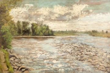 Magliano, Estate lungo il Tanaro <br>Olio su tavola, cm. 36,5x54