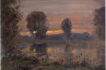 Il Tanaro a Magliano Alfieri<br>olio su tavola, cm, 22,5x30,5